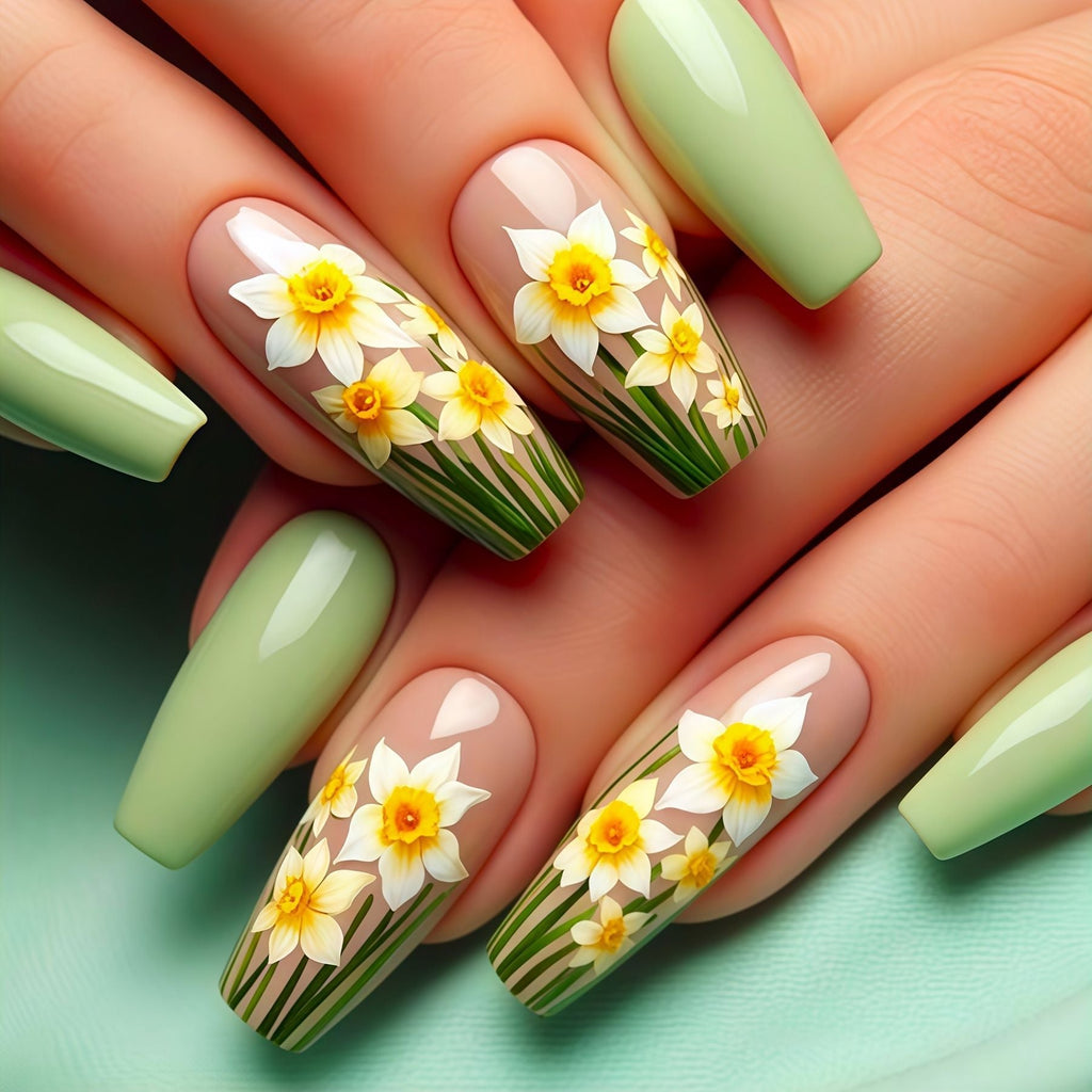 Siopsrl | Floral Daffodil Press-On Nail Art Siopsrl