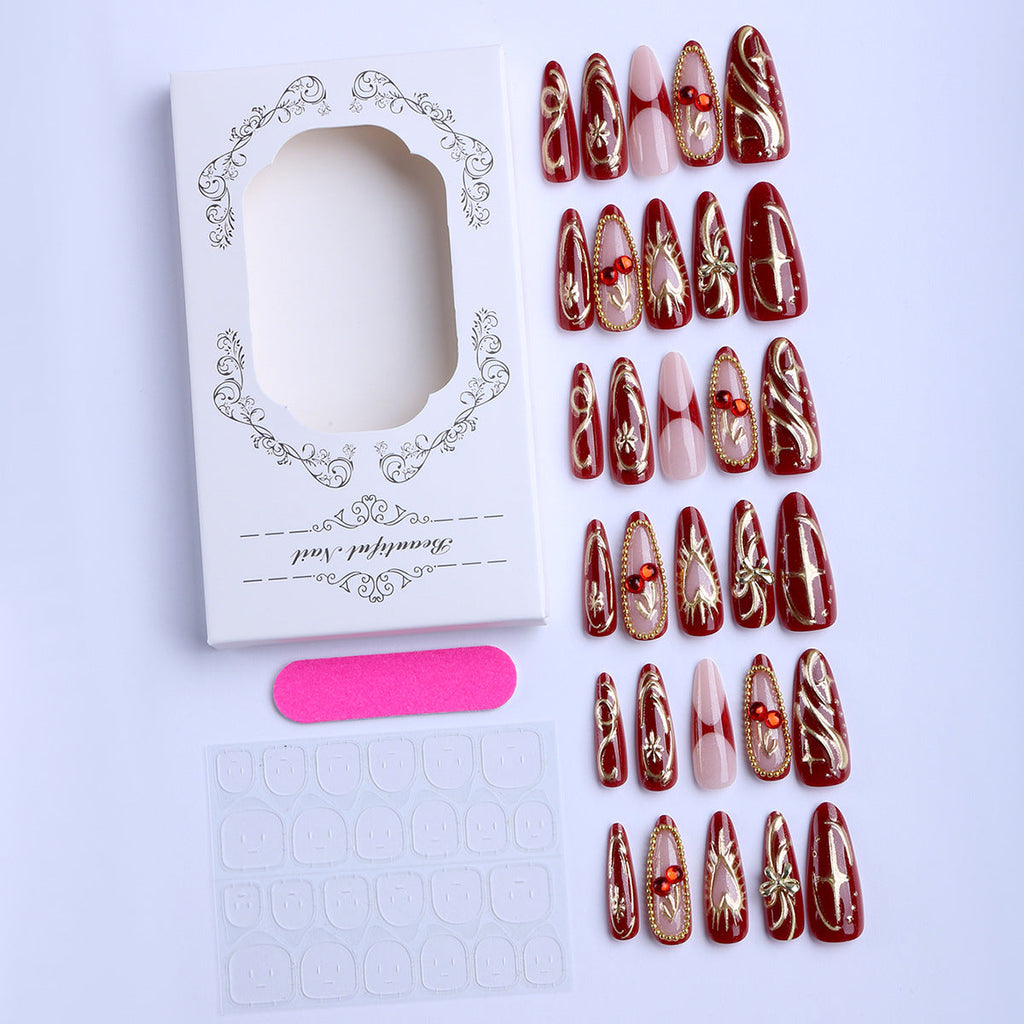 Siopsrl | Artificial nails with elegant gold design Siopsrl