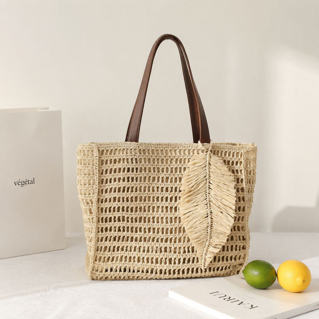 Siopsrl | Macramé Beach Bag with Leather Accents Siopsrl