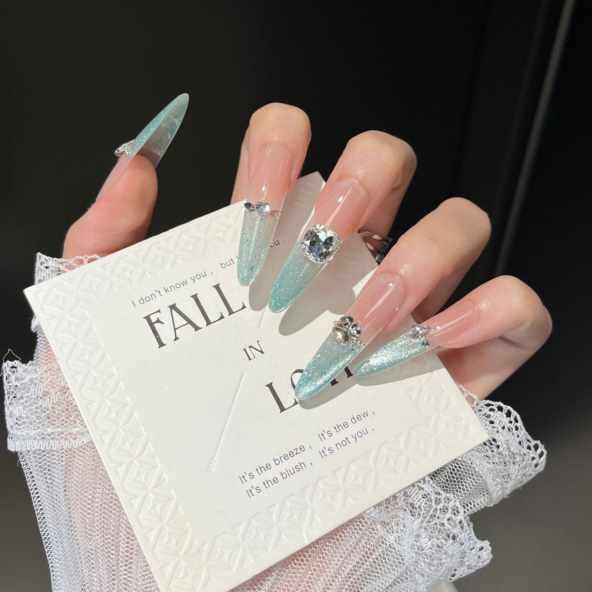 Siopsrl | Glamorous Crystal-Embellished Stiletto Press-On Nail Extensions Siopsrl