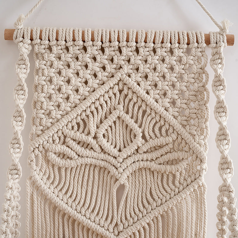 Macramé Hanging Shelf with Natural Wood Base Siopsrl