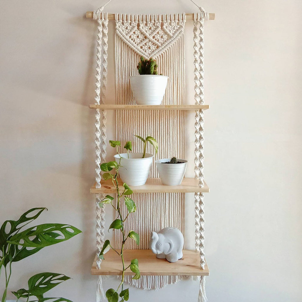 Macrame Plant Shelf with Decorative Hanging Design Siopsrl