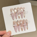 Siopsrl | Artificial nail tips with glamorous glitter and bow details Siopsrl