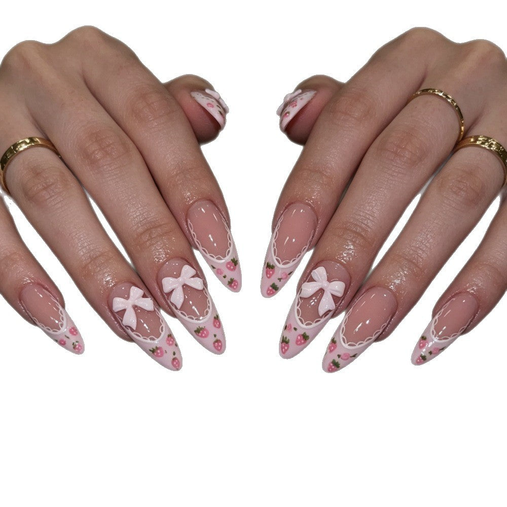 Siopsrl | Artificial nails with romantic floral and ribbon motifs Siopsrl