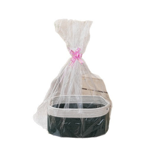 Natural storage basket with ribbons Siopsrl