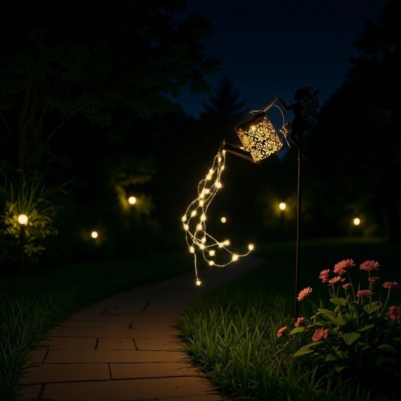 Decorative Fairy Silhouette Garden Stake With LED Watering-Can Cascade Light Siopsrl