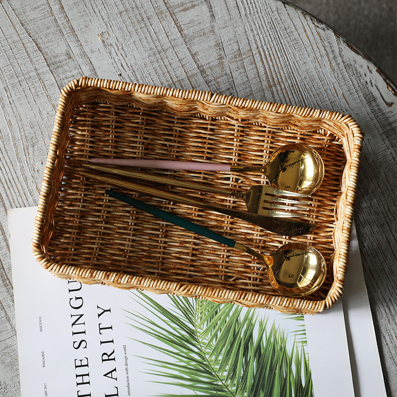 Handwoven Rectangular Wicker Storage Basket Siopsrl