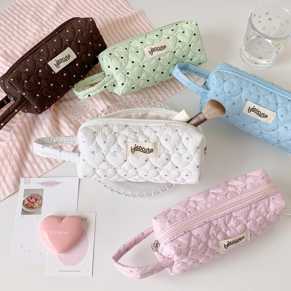 Siopsrl | Quilted Heart-Shaped Pencil Case Siopsrl