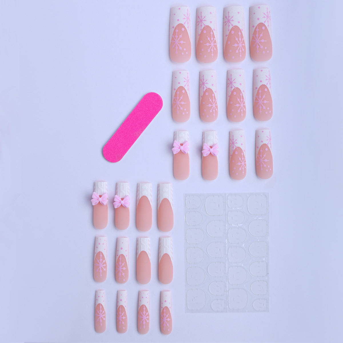 Siopsrl | Artificial nail tips with playful bows and snowflake design Siopsrl