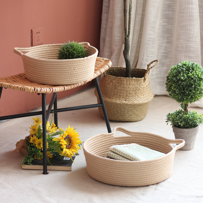 Handcrafted storage basket with handles Siopsrl