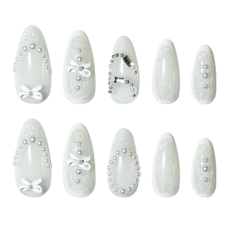 Siopsrl | Elegant Lace Design Nail Extensions Siopsrl