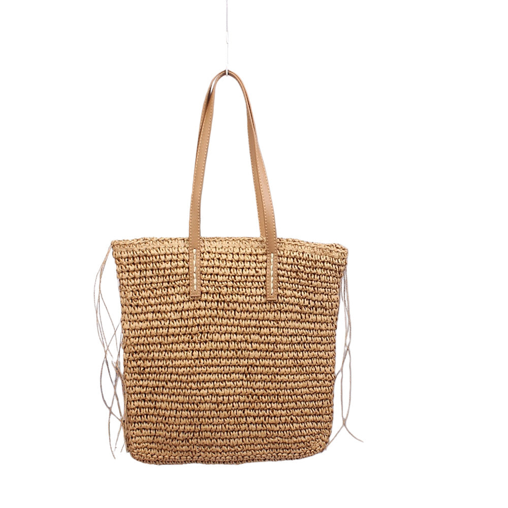Siopsrl | Handwoven beach bag made of natural materials with leather accents Siopsrl