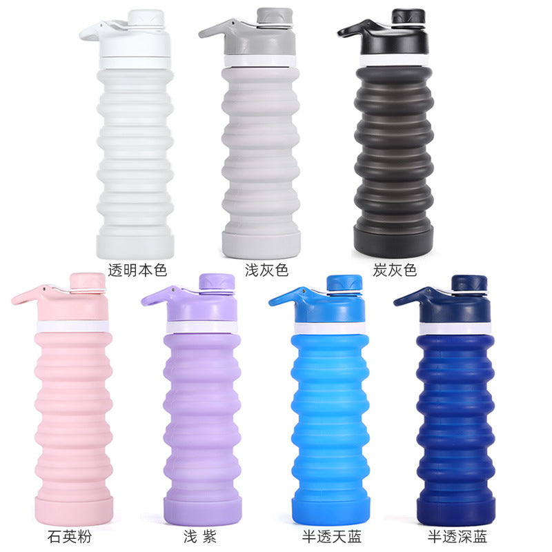 Siopsrl | Collapsible silicone water bottle with ergonomic ribbed grip and flip-top spout Siopsrl