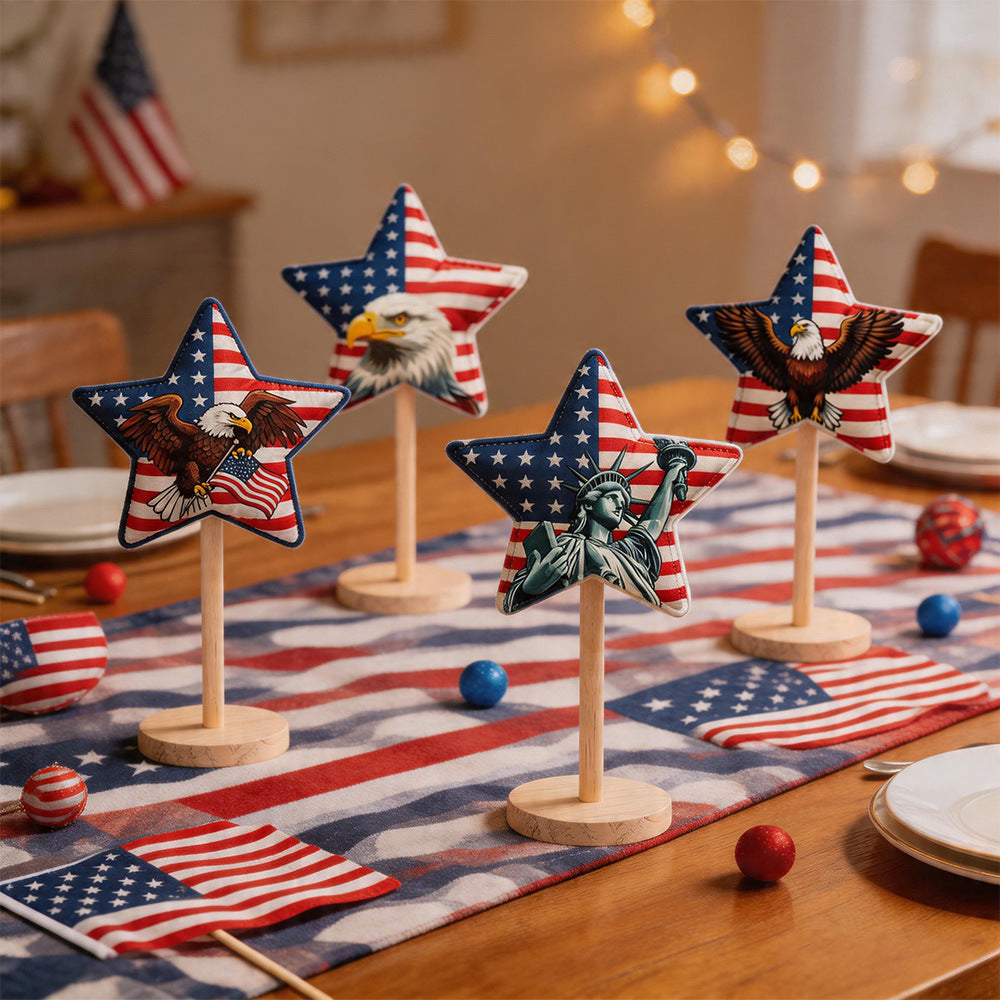 Siopsrl | Unisex decorative star decoration figures made of fabric on wooden stand Siopsrl