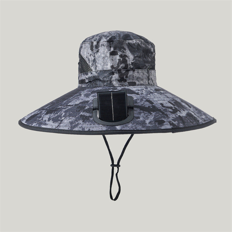 Siopsrl | Wide-brimmed outdoor sun hat with solar-powered micro fan, breathable mesh and adjustable chin strap Siopsrl