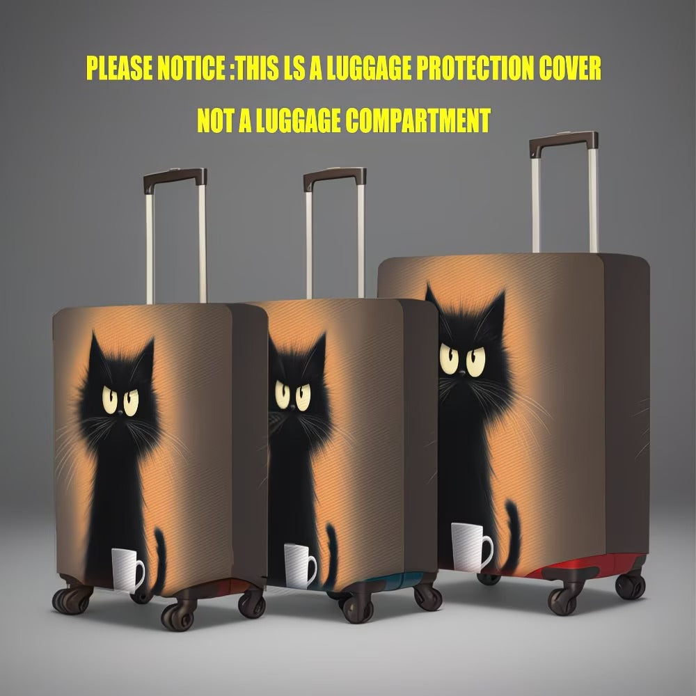 Siopsrl | Unisex non-elastic suitcase cover with cartoon cat motif and cup design, durable travel suitcase protection Siopsrl