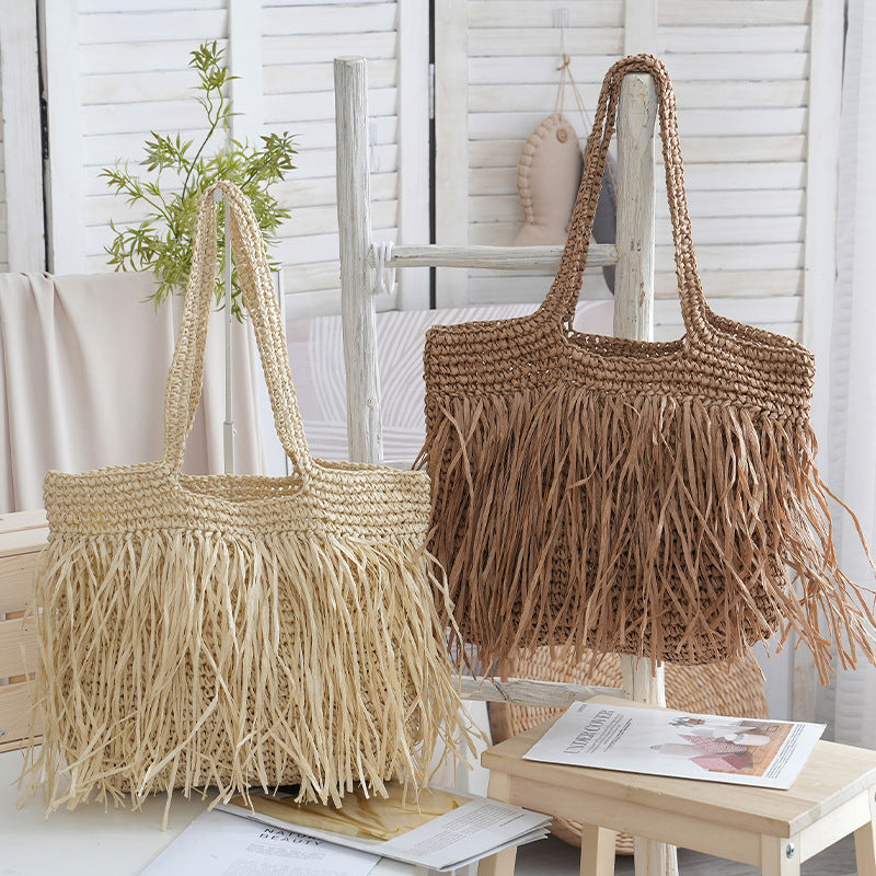 Siopsrl | Handmade beach bag with fringed designed pattern Siopsrl