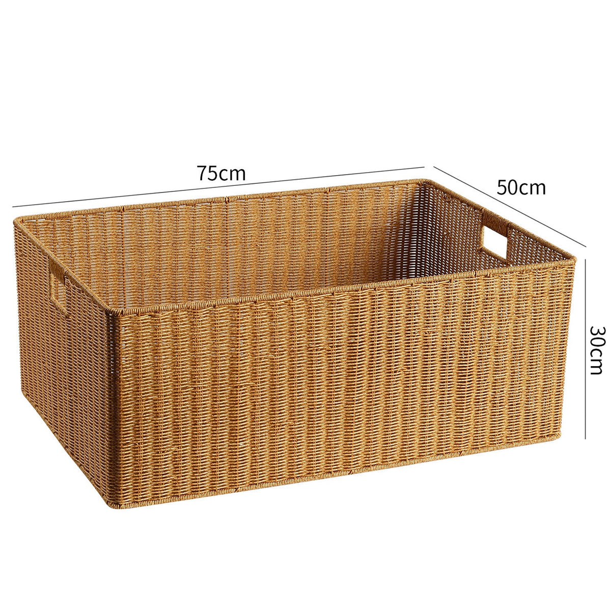 Handwoven Rectangular Storage Basket with Cut-Out Handles Siopsrl