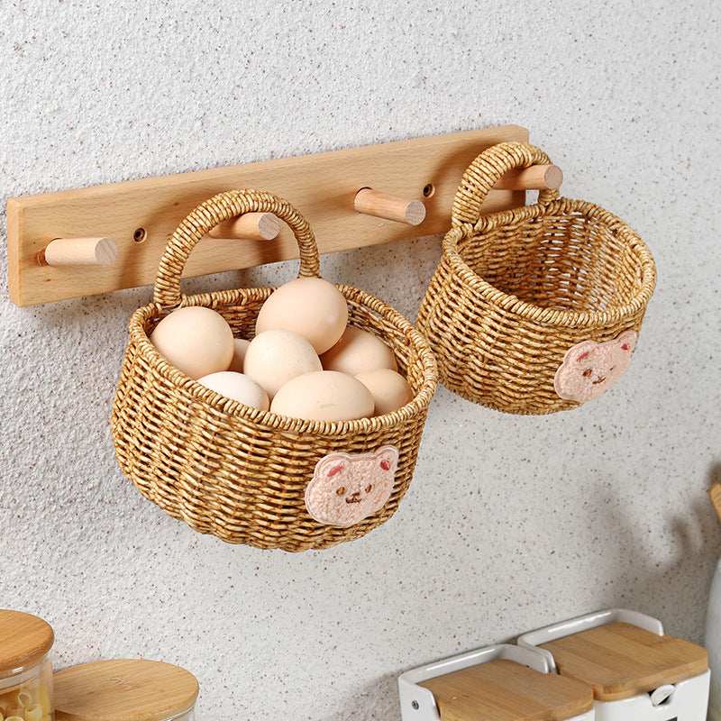 Siopsrl | Handwoven Decorative Storage Basket with Cute Bear Emblem Siopsrl