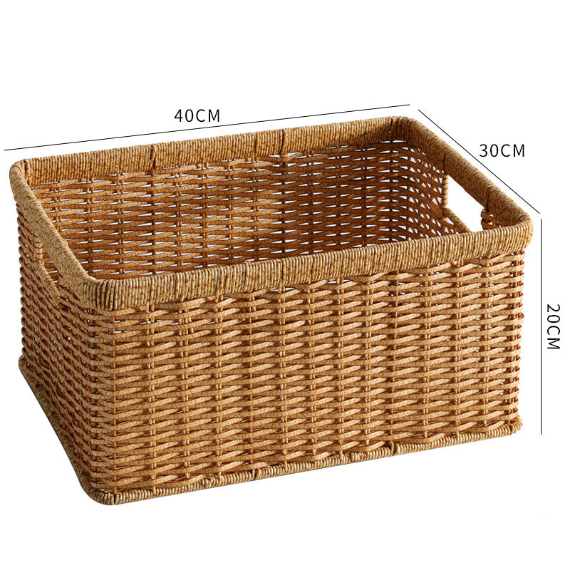 Handwoven Storage Basket with Cutout Handles