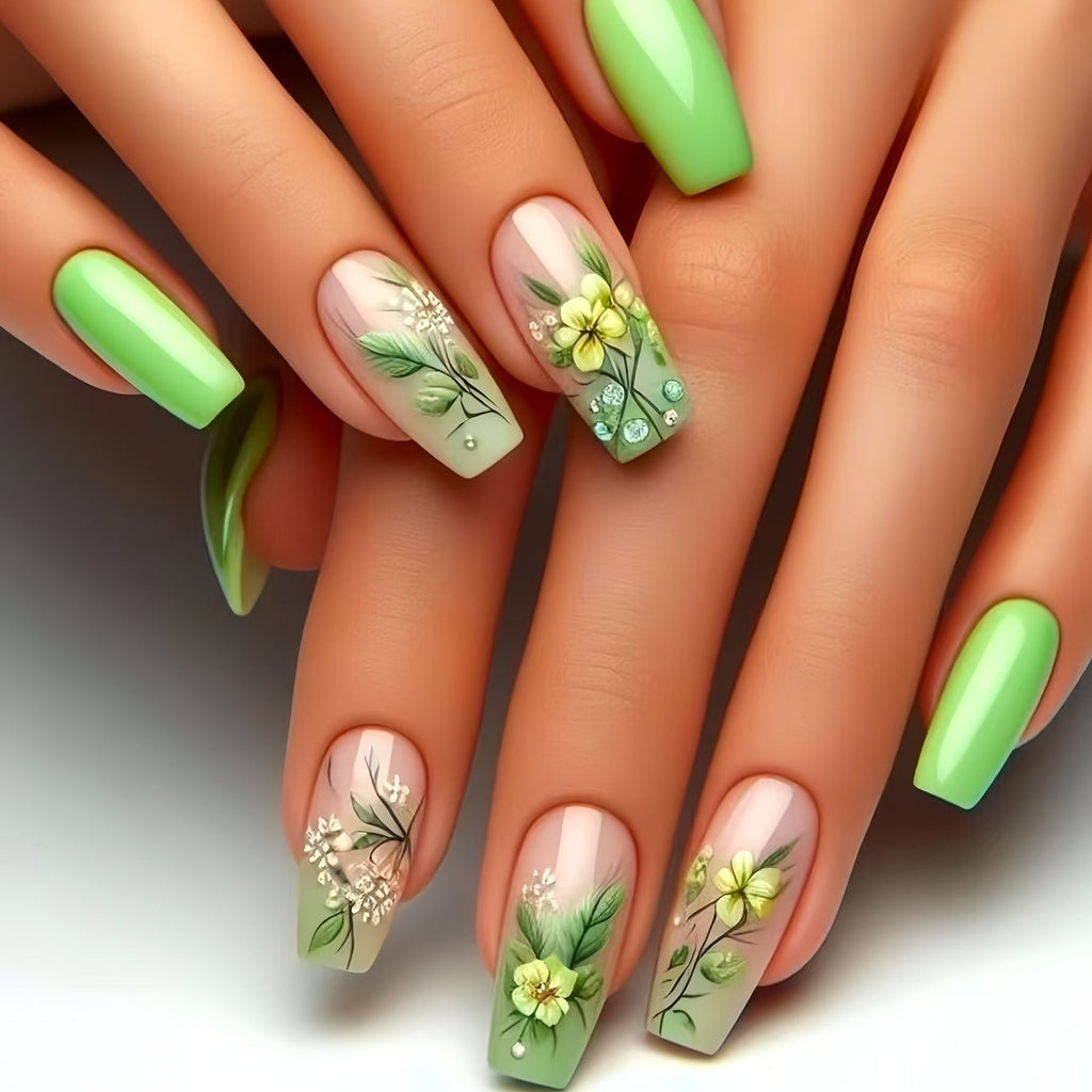 Siopsrl | Floral Art Press-On Nail Design Siopsrl