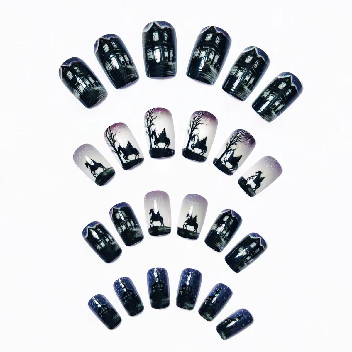 Siopsrl | Artificial nails with mysterious winter landscape design Siopsrl