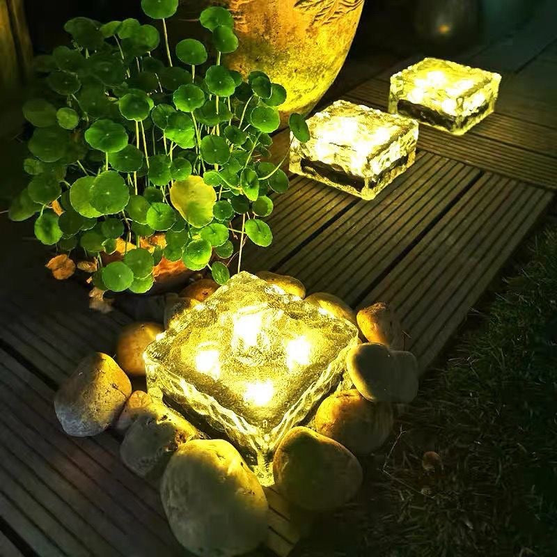 Solar Glass Paver Garden Pathway Light With Integrated Warm LED Modules Siopsrl