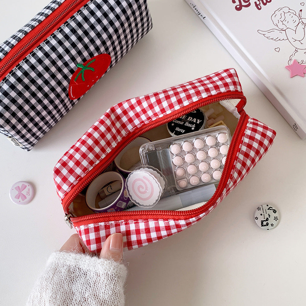 Siopsrl | Cute Gingham Checkered Pencil Case Siopsrl