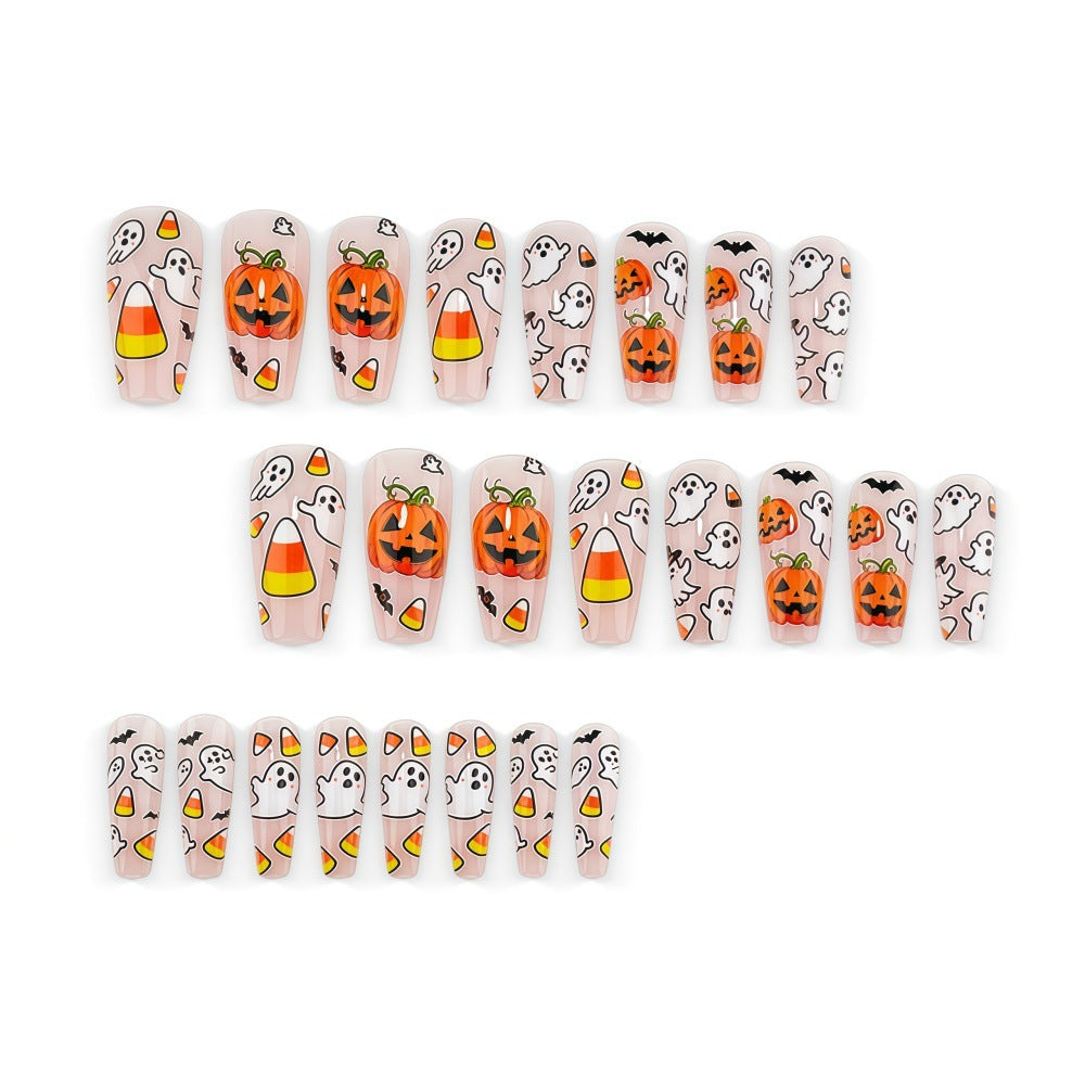 Creative Halloween Art Nails in Ghost and Pumpkin Design Siopsrl
