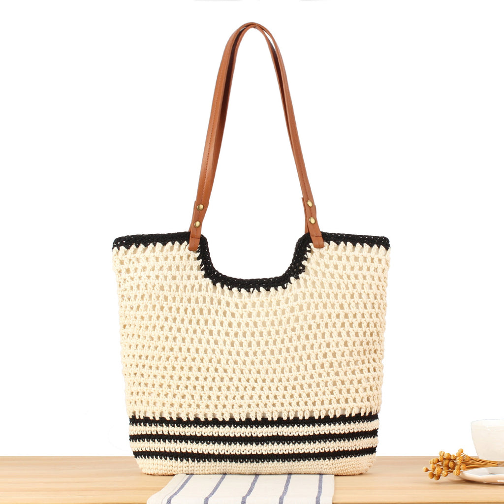 Siopsrl | Stylish Macrame Tote Bag with Sturdy Leather Handles Siopsrl