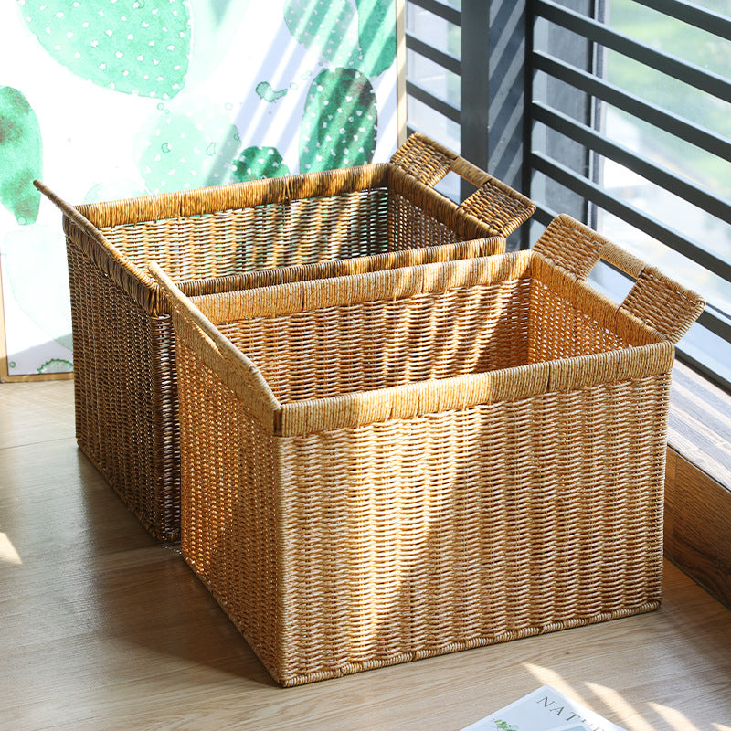 Versatile Storage Basket with Practical Handling with a Handwoven Design