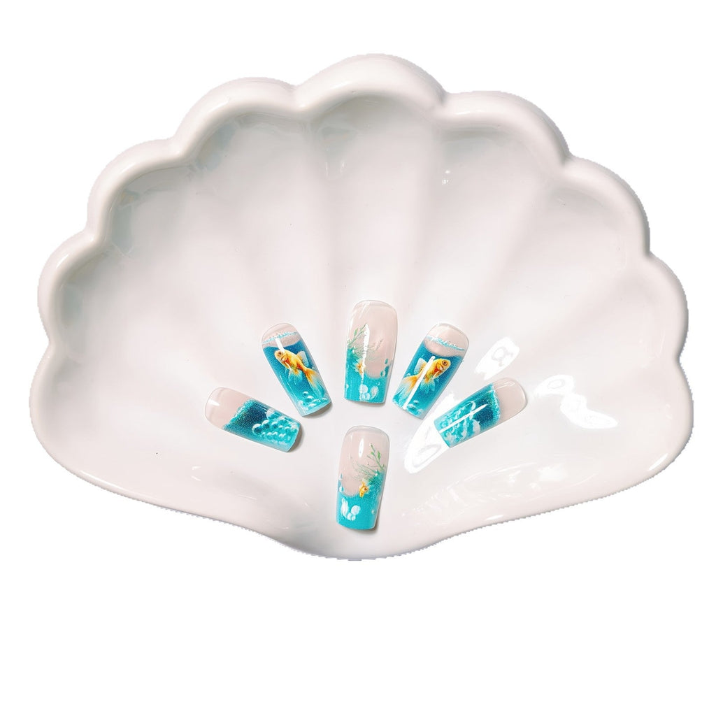 Siopsrl | Artificial nails with Lively Water World motif Siopsrl