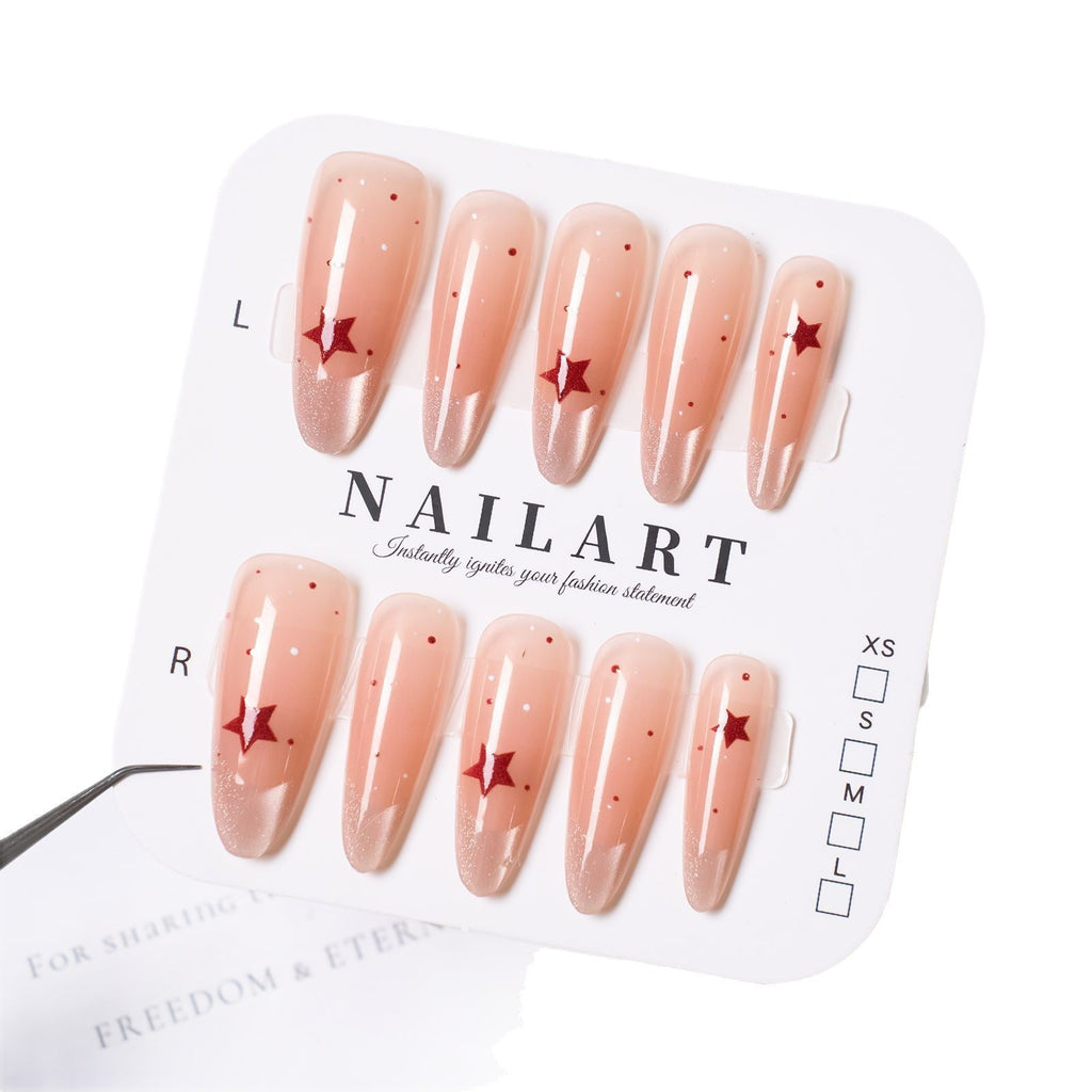 Siopsrl | Long Stiletto Press-On Nails with Star Accent Siopsrl