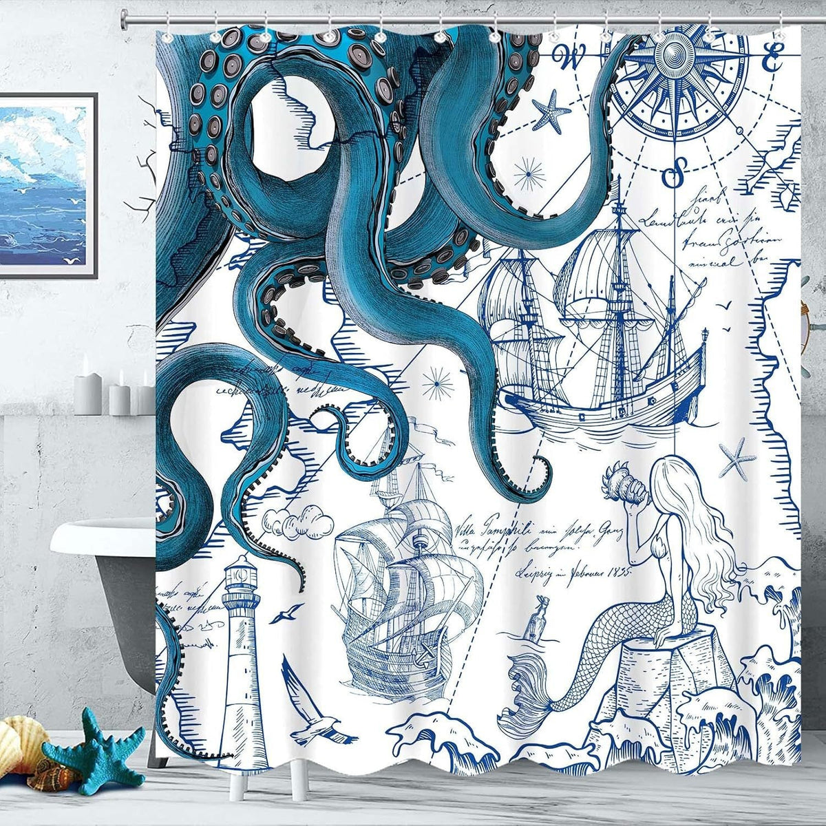 Siopsrl | Ocean-Theme Shower Curtain Siopsrl
