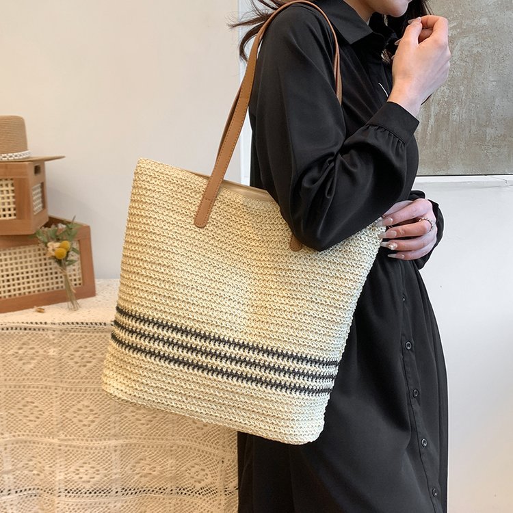 Siopsrl | Spacious fabric tote bag with leather handles Siopsrl