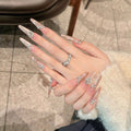 Siopsrl | Decorative Press-On Nails with Gem Accents Siopsrl