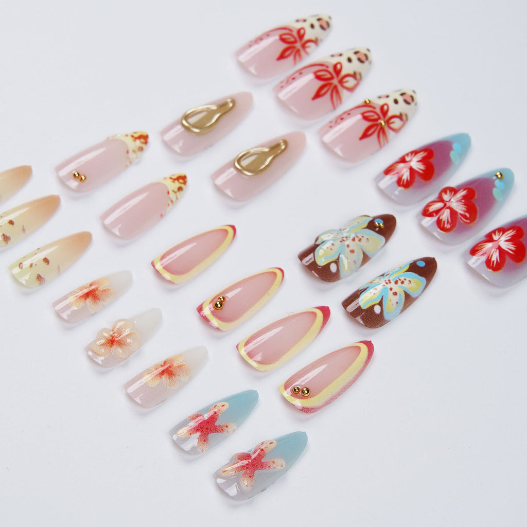 Siopsrl | Artificial Nail Set with Floral Accents Siopsrl
