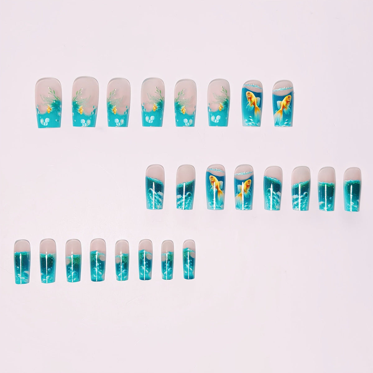 Siopsrl | Artificial nails with Lively Water World motif Siopsrl