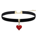 Siopsrl | Velvet Heart Charm Choker Siopsrl