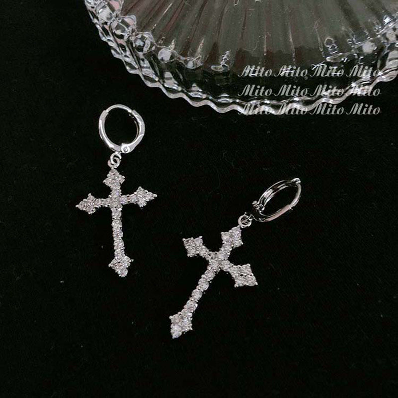 Siopsrl | Elegant Cross Earrings with Sparkling Stones Siopsrl