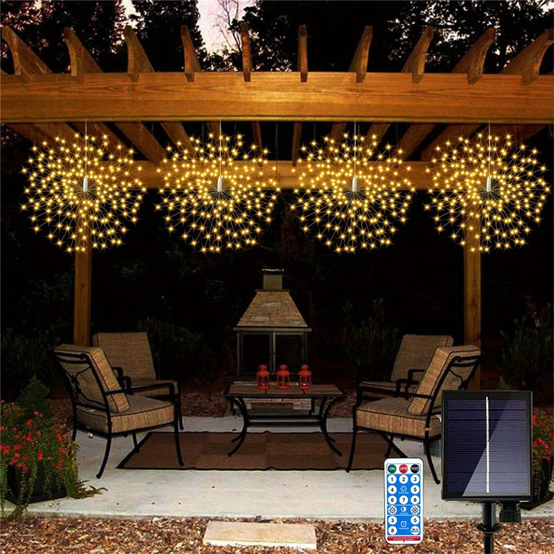 Solar-Powered Starburst Hanging LED Garden Lights With Waterproof Firework-Shaped Clusters And Automatic Dusk-To-Dawn Sensor Siopsrl