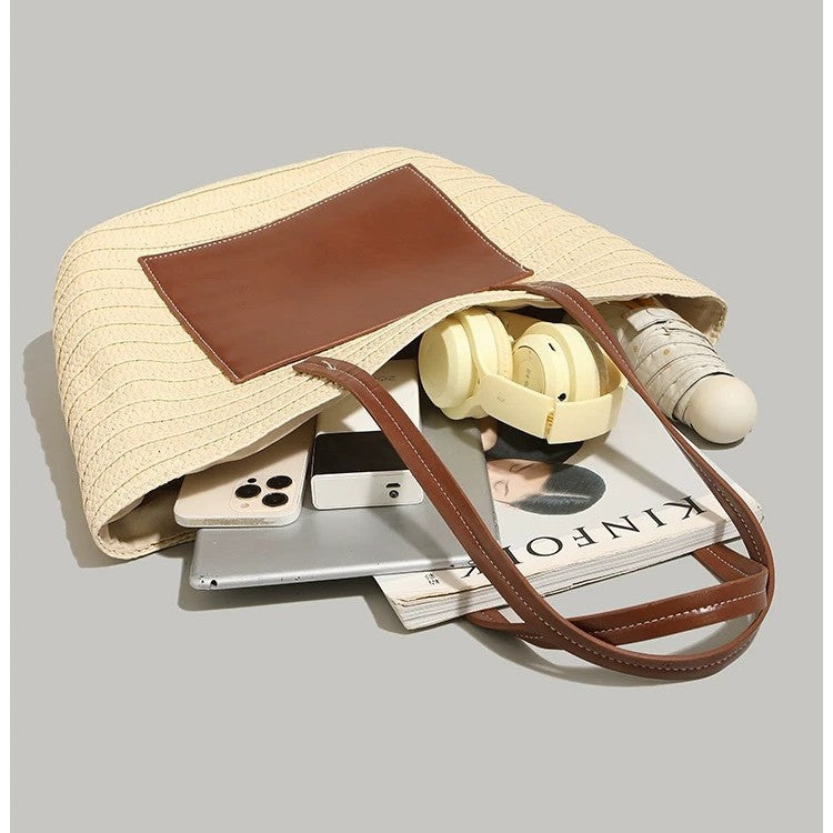 Siopsrl | Fashionable straw bag with leather accents Siopsrl