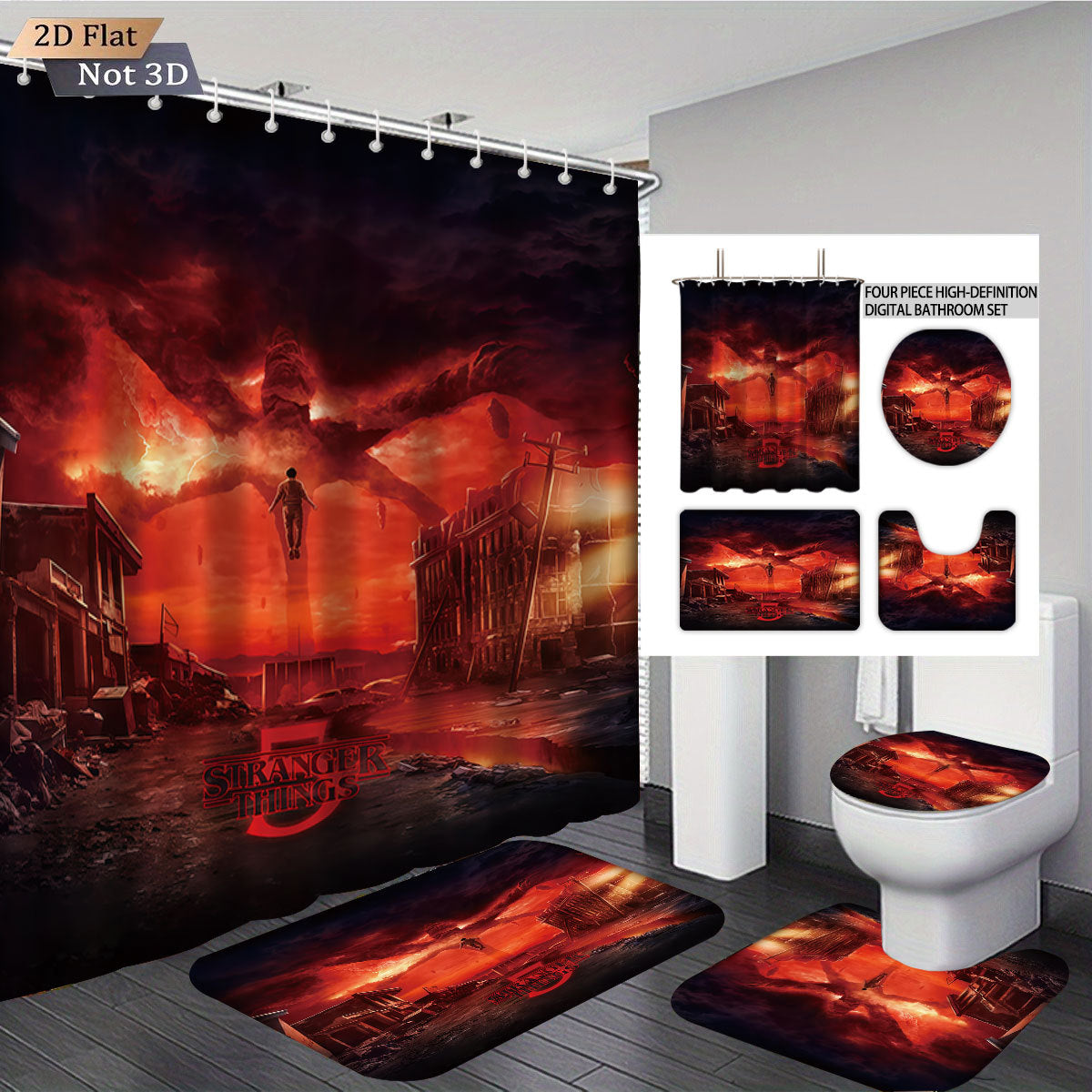 Siopsrl | Stranger Things Adventure-Themed Digital Bathroom Set Siopsrl