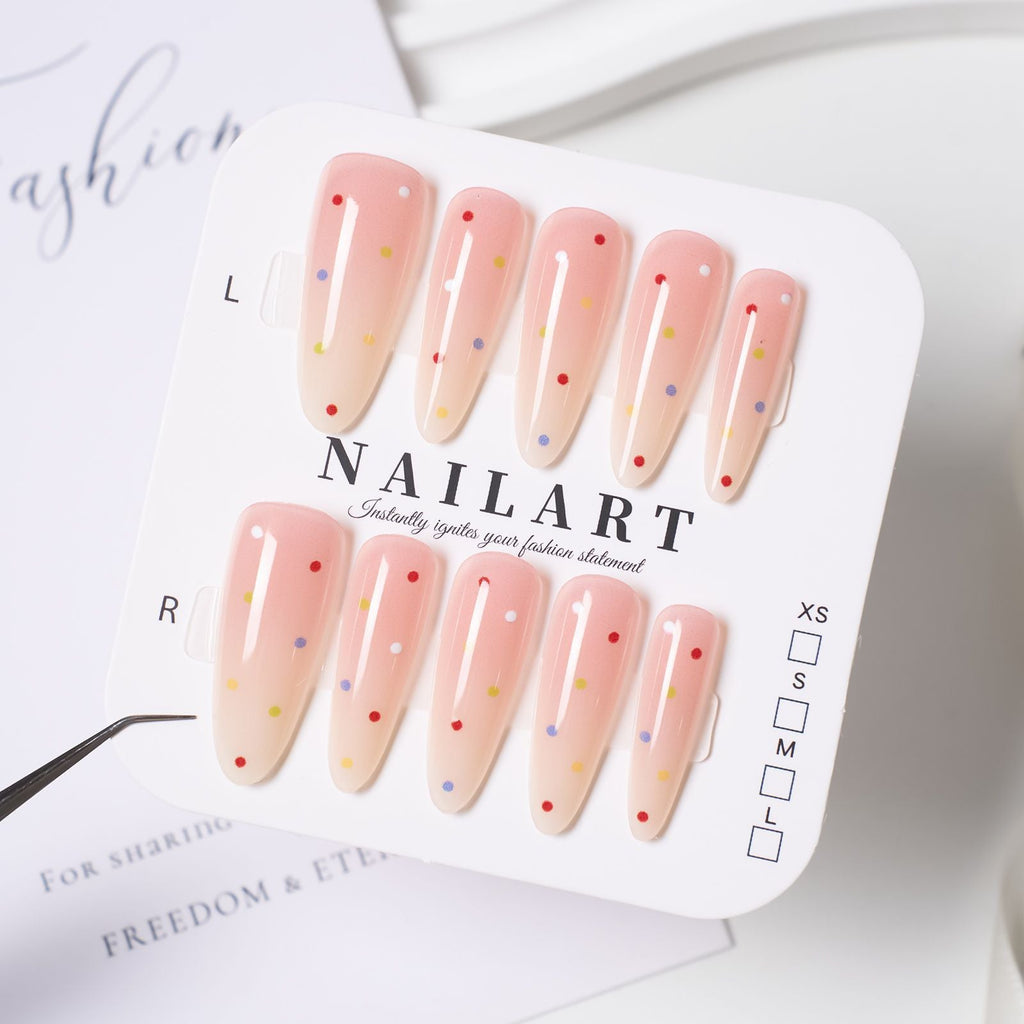 Siopsrl | Premium Artistic Press-On Nail Tips Set with Colorful Dots Siopsrl