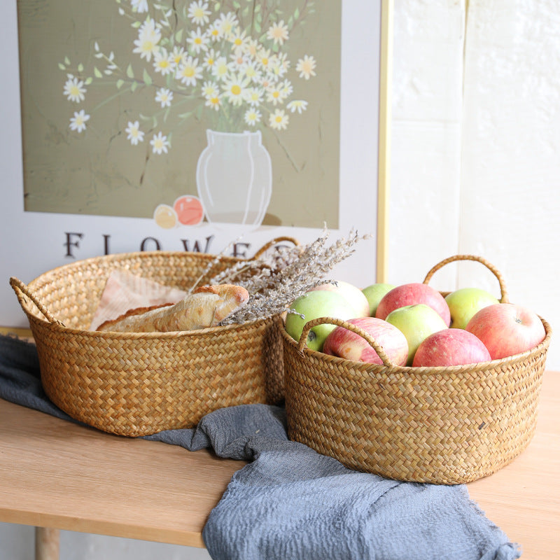 Spacious Woven Storage Basket with Ergonomic Handles Siopsrl