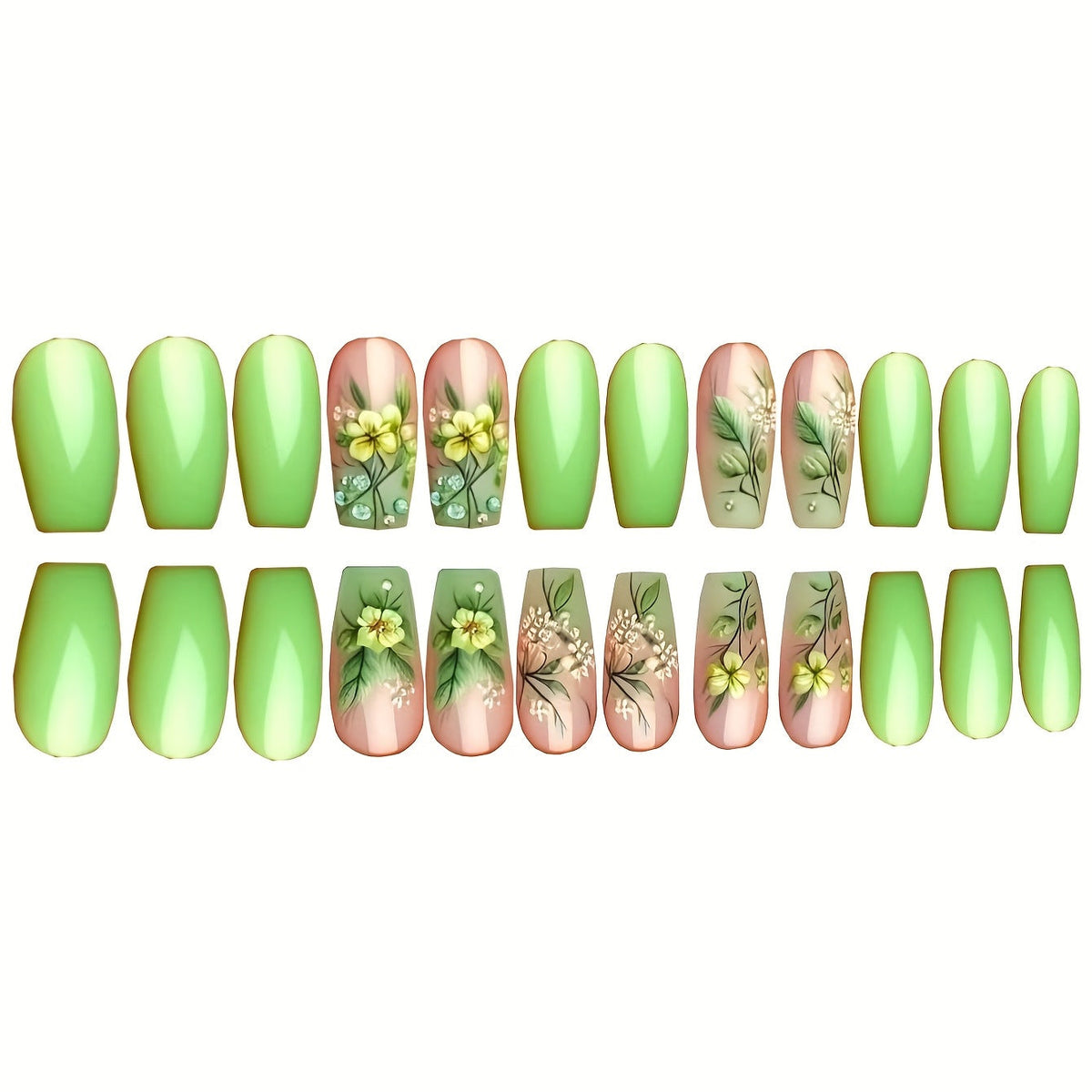 Siopsrl | Floral Art Press-On Nail Design Siopsrl
