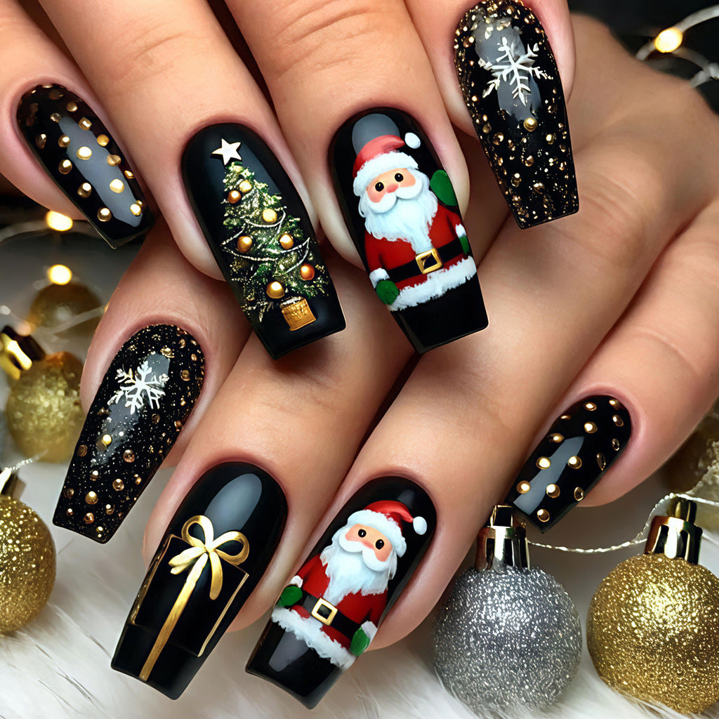 Siopsrl | Artificial nails with festive Christmas motif Siopsrl