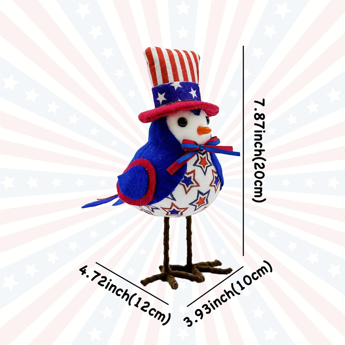 Siopsrl | Unisex nan patriotic decor bird figure made of fabric with star stripe pattern and sturdy metal feet Siopsrl