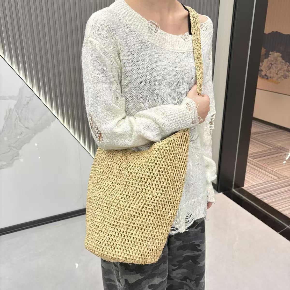 Siopsrl | Braided Natural Material Tote Bag Siopsrl