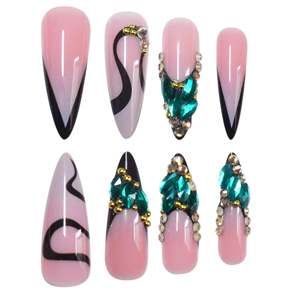 Siopsrl | Rhinestone-Embellished Stiletto Nail Art Extensions Siopsrl